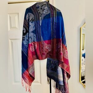 Elegant Multicolor Paisley Shawl Rich Artistic Bohemian Lightweight Scarf